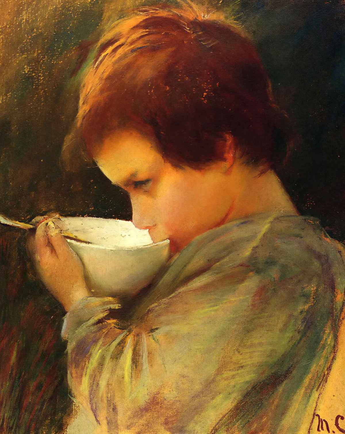 Child Drinking Milk fine art print by Mary Cassatt (1868)