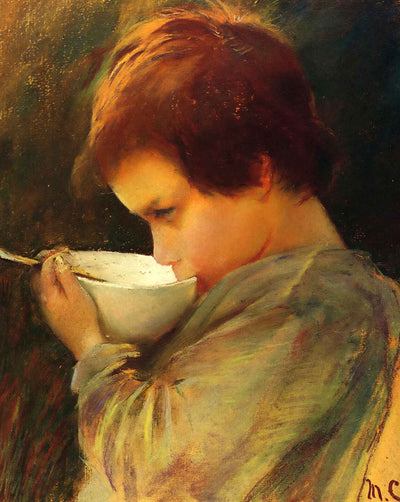Child Drinking Milk fine art print by Mary Cassatt (1868)