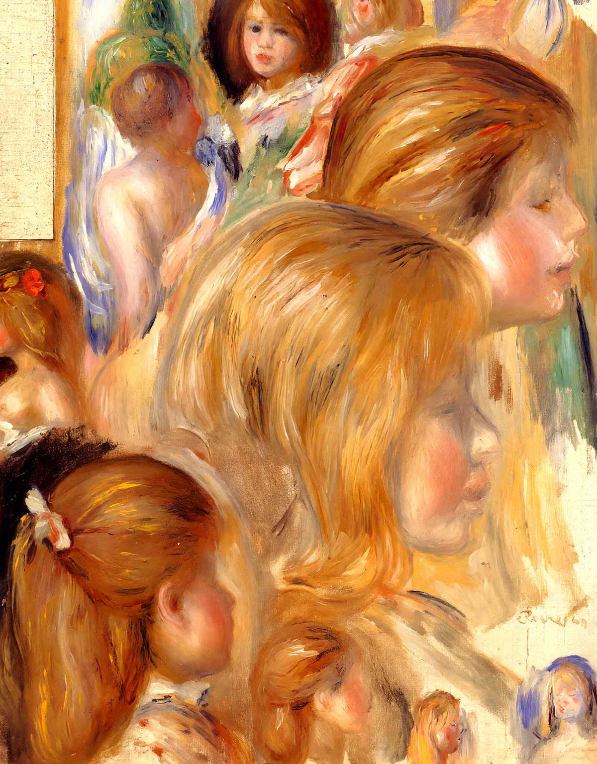 Children`s Heads Fine Art Print Painting by Pierre-Auguste Renoir (6 Sizes)