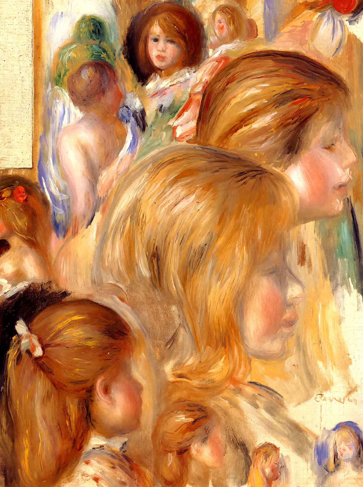 Children`s Heads Fine Art Print Painting by Pierre-Auguste Renoir (6 Sizes)