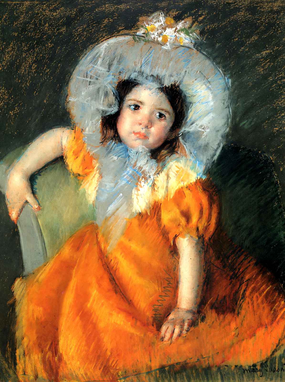 Child in Orange Dress Fine Art Print 1902 Painting by Mary Cassatt (6 Sizes)