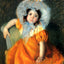 Child in Orange Dress art print by Mary Cassatt (1902)