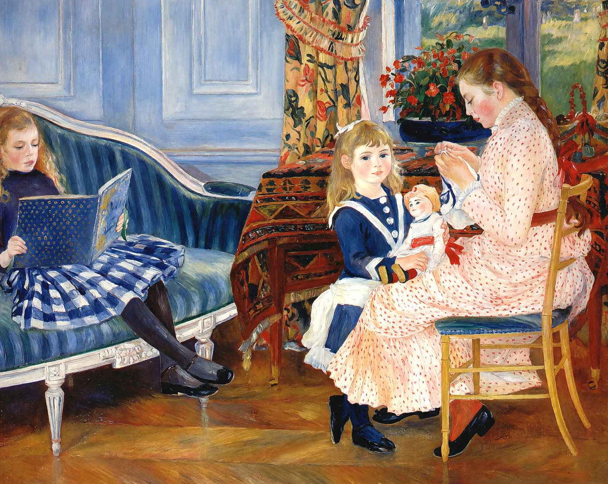 Children`s Afternoon at Wargemont (Marguerite) art print by Pierre-Auguste Renoir (1884)