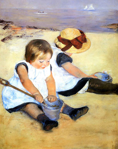 Children Playing on the Beach painting by Mary Cassatt (1884)