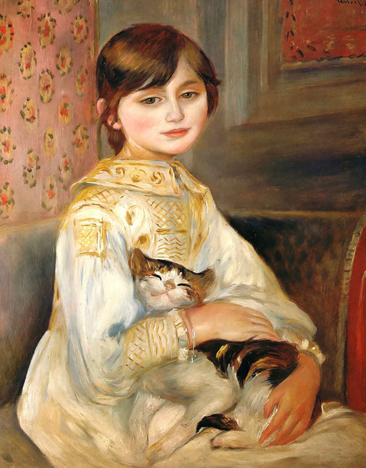 Child with Cat (Julie Manet) 1887 by Pierre-Auguste Renoir Art Print (6 Sizes)