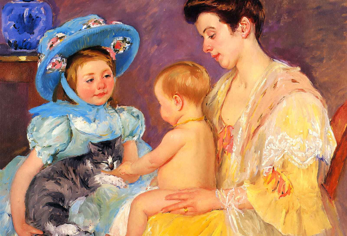Children Playing with a Cat 1908 Painting by Mary Cassatt Art Print (6 Sizes)