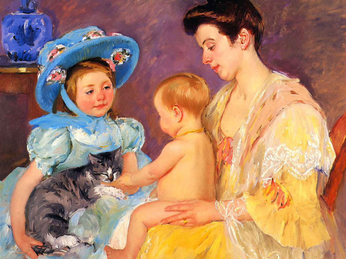 Children Playing with a Cat 1908 Painting by Mary Cassatt Art Print (6 Sizes)