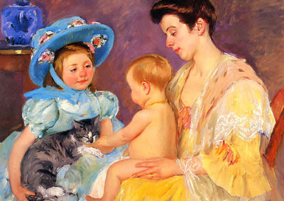 Children Playing with a Cat 1908 Painting by Mary Cassatt Art Print (6 Sizes)