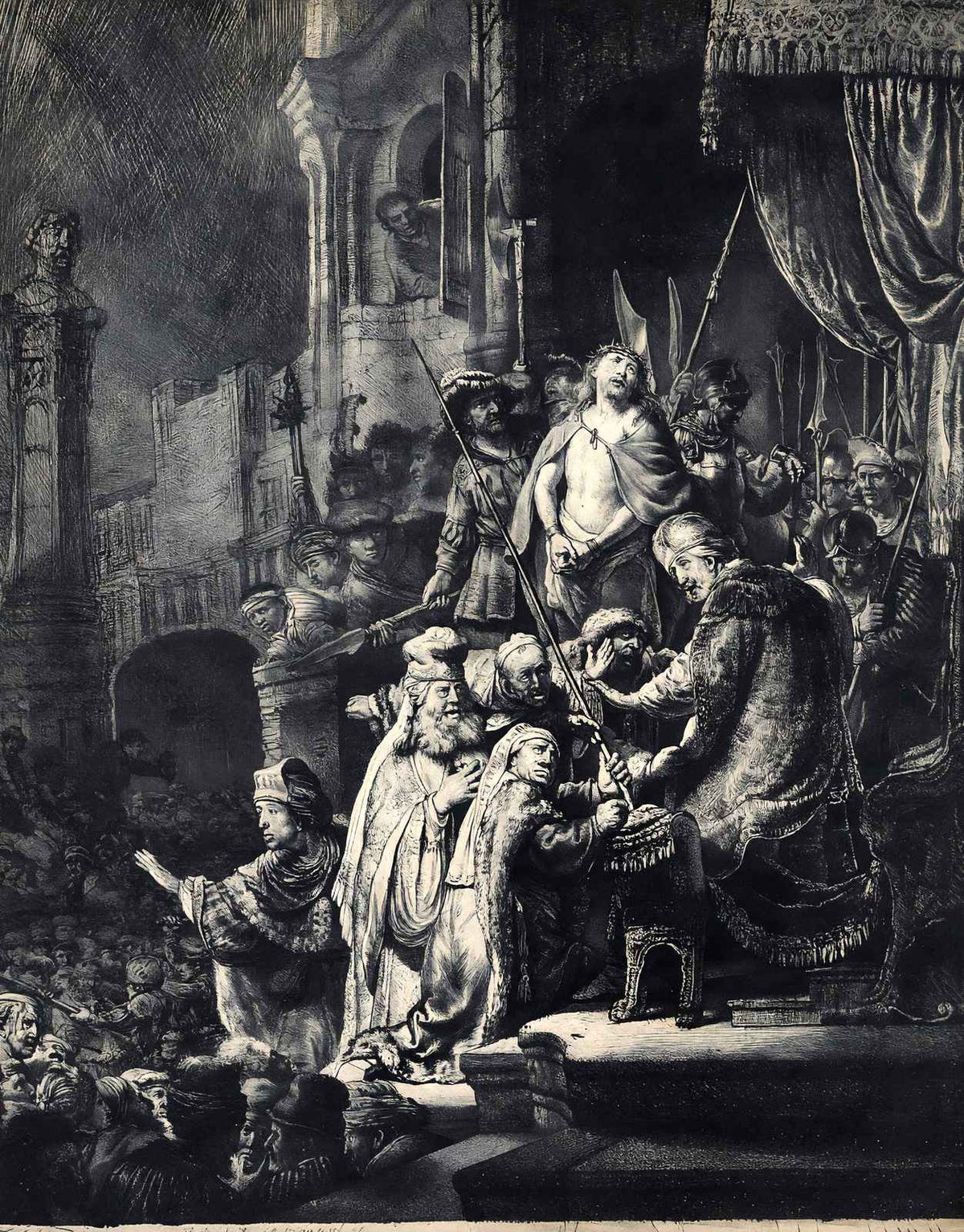 Christ Before Pilate 1636 Drawing by Rembrandt Fine Art Print (6 Sizes)