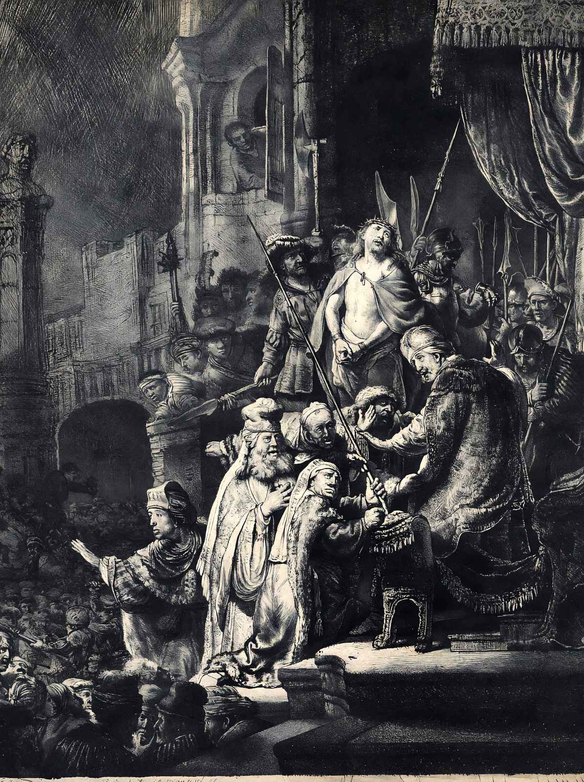Christ Before Pilate 1636 Drawing by Rembrandt Fine Art Print (6 Sizes)