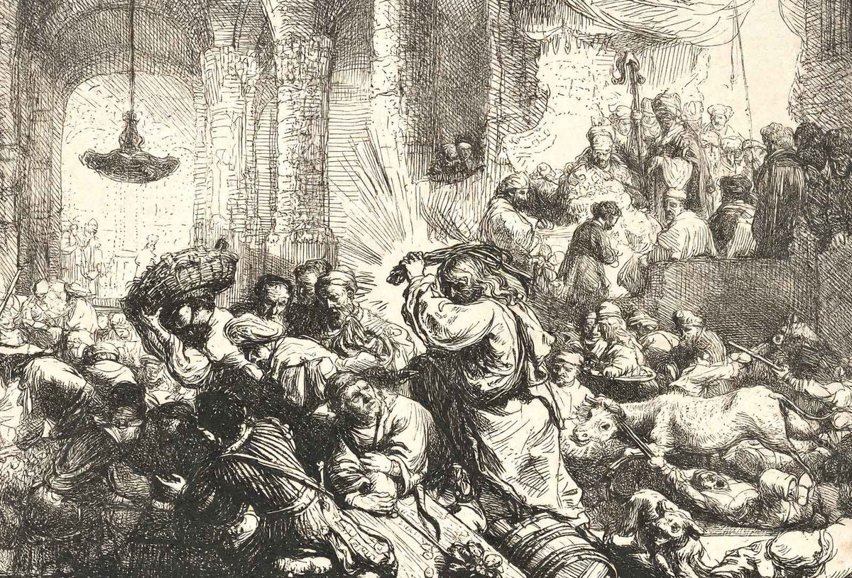 Christ Driving the Moneychangers from the Temple 1635 Rembrandt Print (6 Sizes)