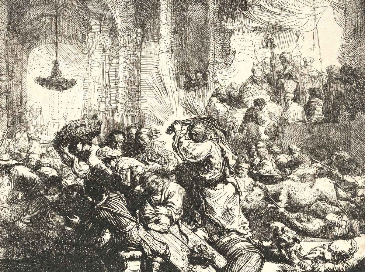 Christ Driving the Moneychangers from the Temple 1635 Rembrandt Print (6 Sizes)