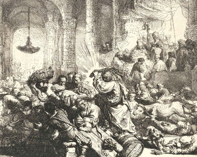 Christ Driving the Moneychangers from the Temple fine art print by Rembrandt (1635)