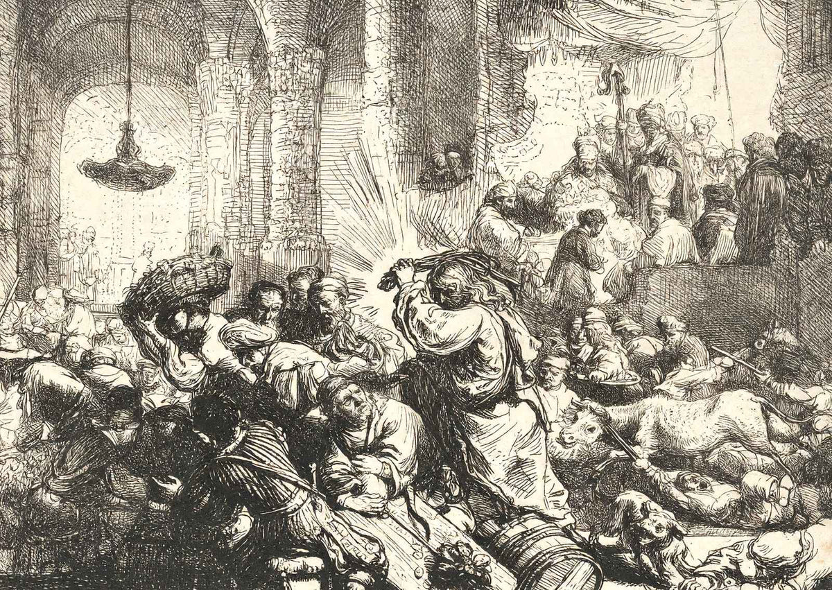 Christ Driving the Moneychangers from the Temple 1635 Rembrandt Print (6 Sizes)