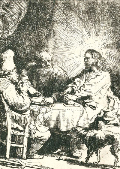 Christ at Emmaus 1634 Drawing by Rembrandt Art Print (6 Sizes) - Acid Free