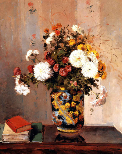 Chrysanthemums in a Chinese Vase art print by Camille Pissarro (1873)