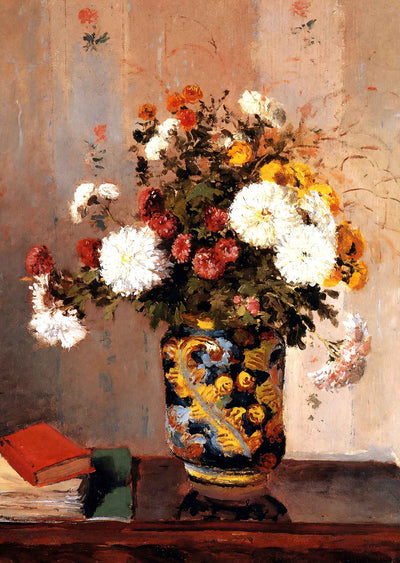 Chrysanthemums in a Chinese Vase Art Print 1873 by Camille Pissarro (6 Sizes)