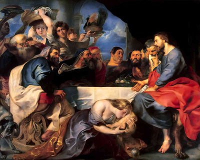 Christ at Simon the Pharisee Painting by Peter Paul Rubens 8x10" Art Print
