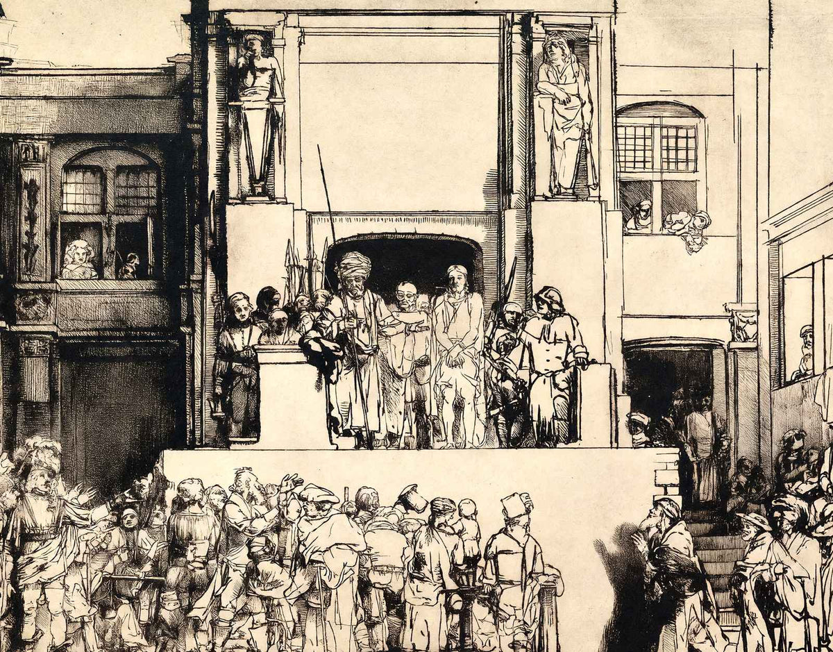 Christ Presented to the People 1655 Drawing by Rembrandt Art Print (6 Sizes)