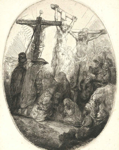 Christ Crucified Between the Two Thieves an Oval Plate fine art print by Rembrandt (1641)