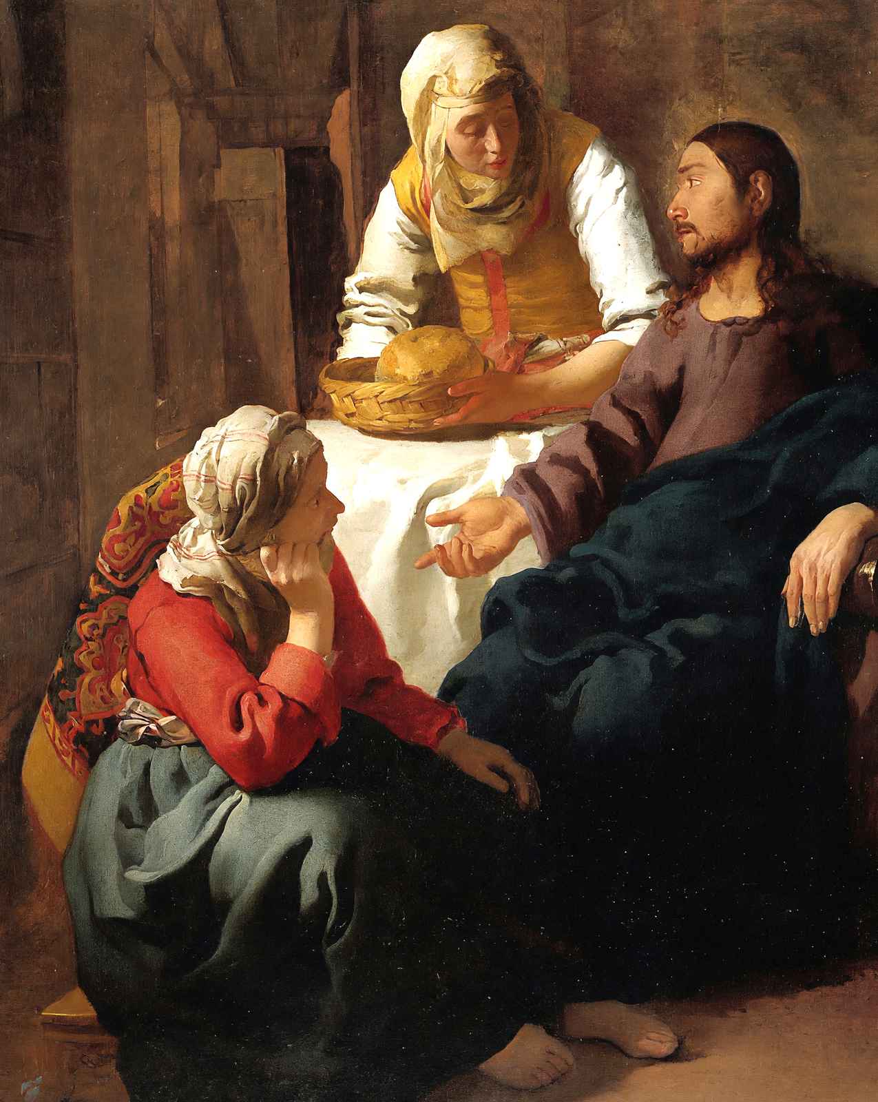 Christ in the House of Martha and Mary painting print by Johannes Vermeer (1654)