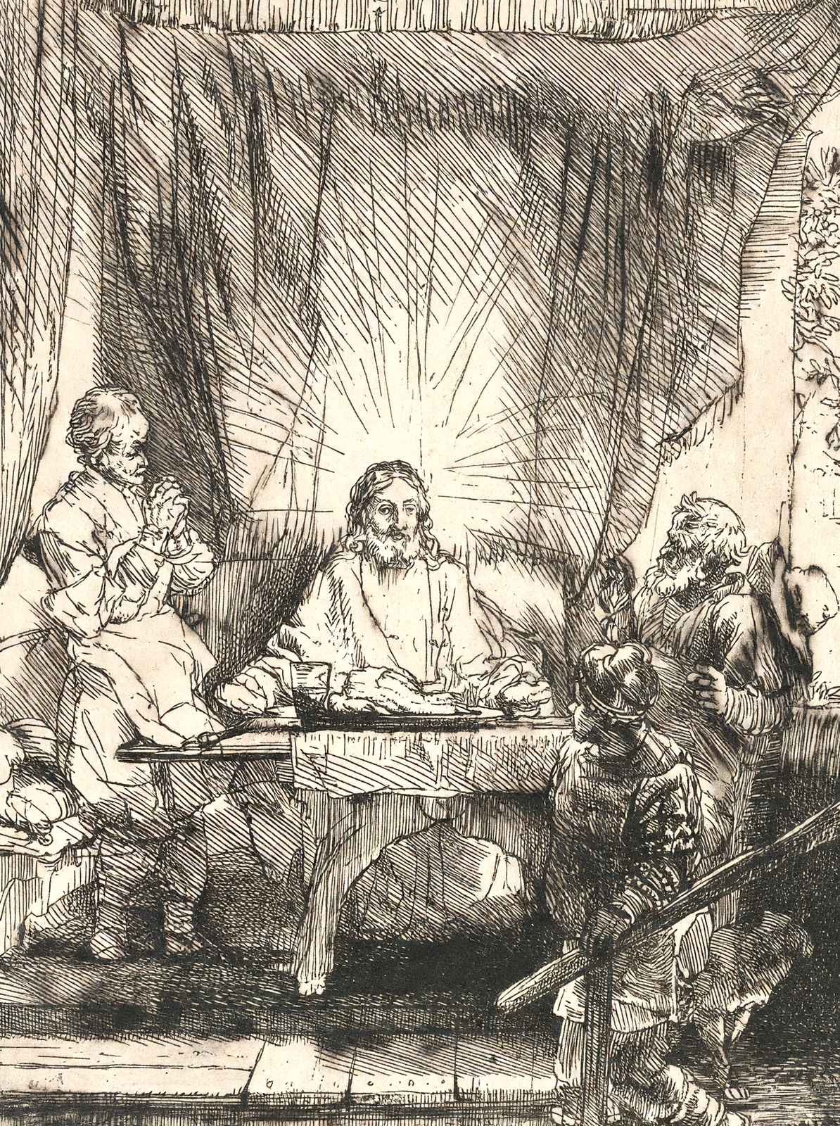 Christ at Emmaus Art Print 1654 Painting by Rembrandt (6 Sizes) - Premium Print