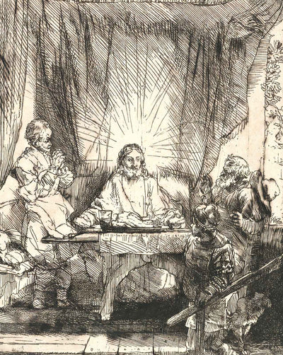 Christ at Emmaus painting by Rembrandt (1654)
