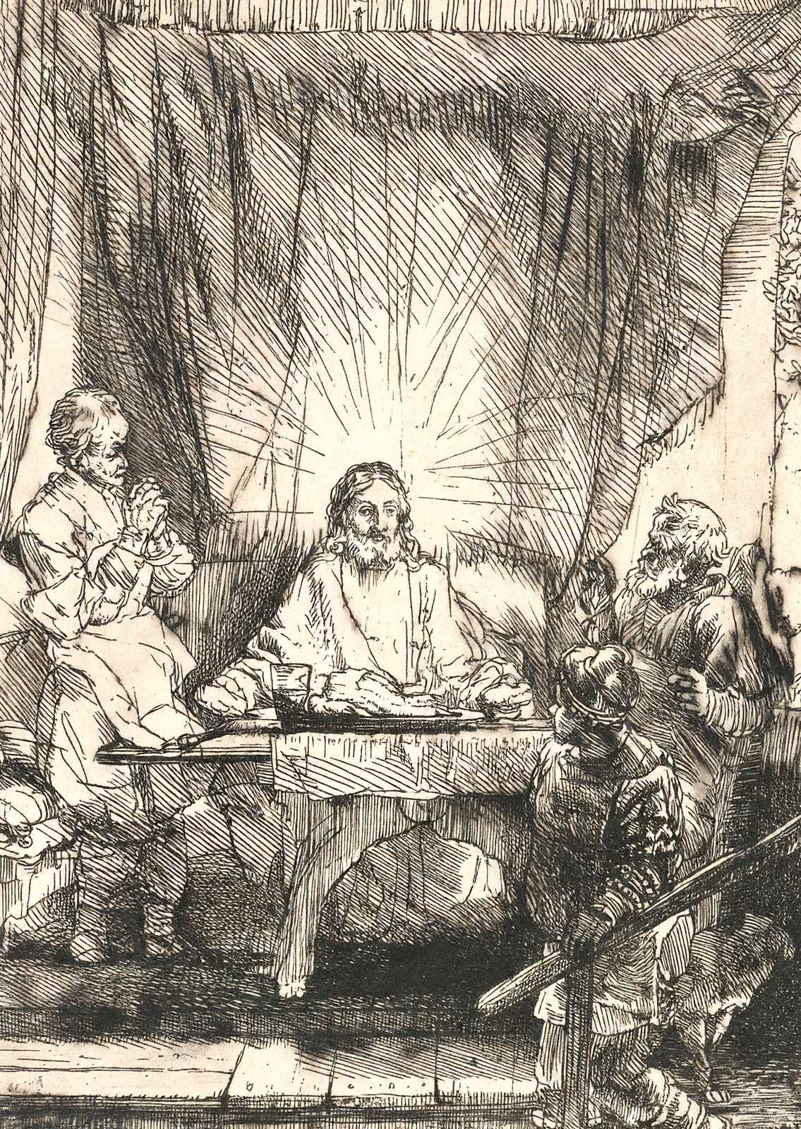 Christ at Emmaus Art Print 1654 Painting by Rembrandt (6 Sizes) - Premium Print
