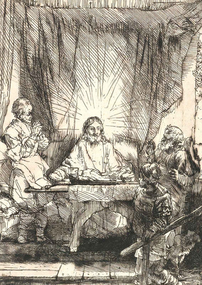Christ at Emmaus Art Print 1654 Painting by Rembrandt (6 Sizes) - Premium Print