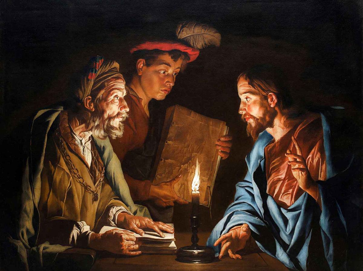 Christ and Nicodemus Fine Art Print Painting by Matthias Stom (6 Sizes) - Jesus