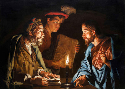 Christ and Nicodemus Fine Art Print Painting by Matthias Stom (6 Sizes) - Jesus