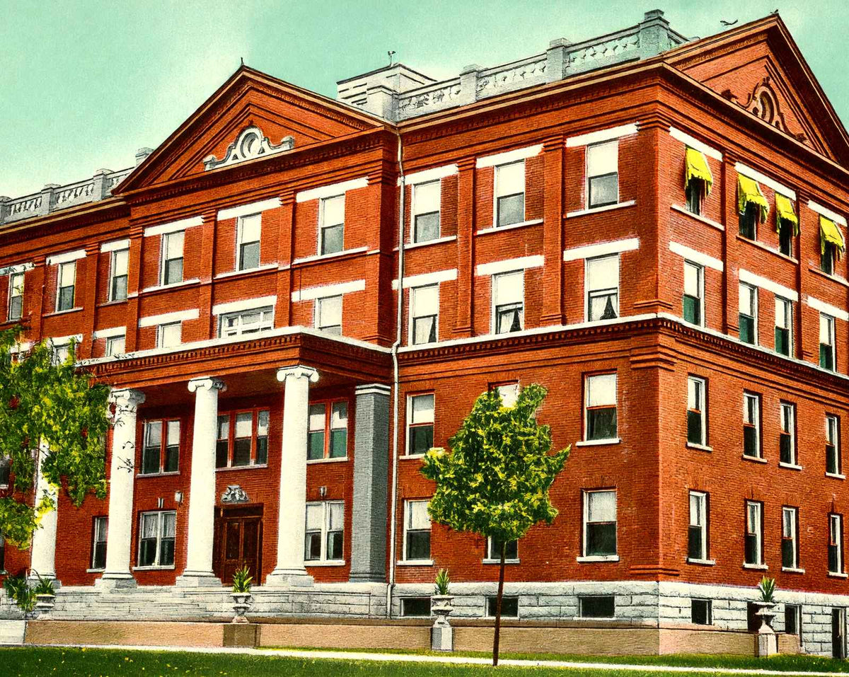 City Hospital in Akron in 1907 vintage print