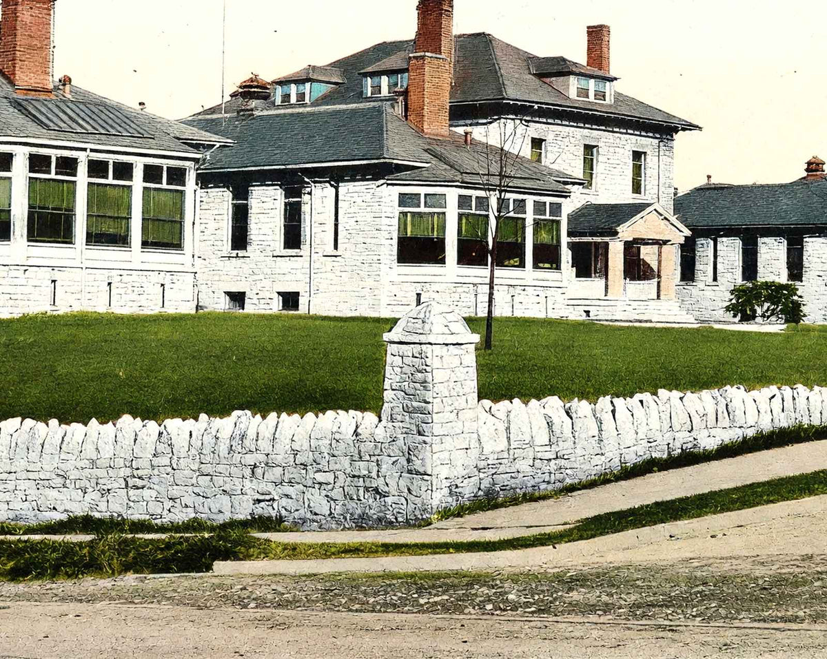 City Hospital in Youngstown in 1907 vintage print