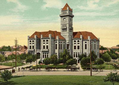 City Hall Fort Worth in 1906 Vintage Print (7 Sizes) - High Quality