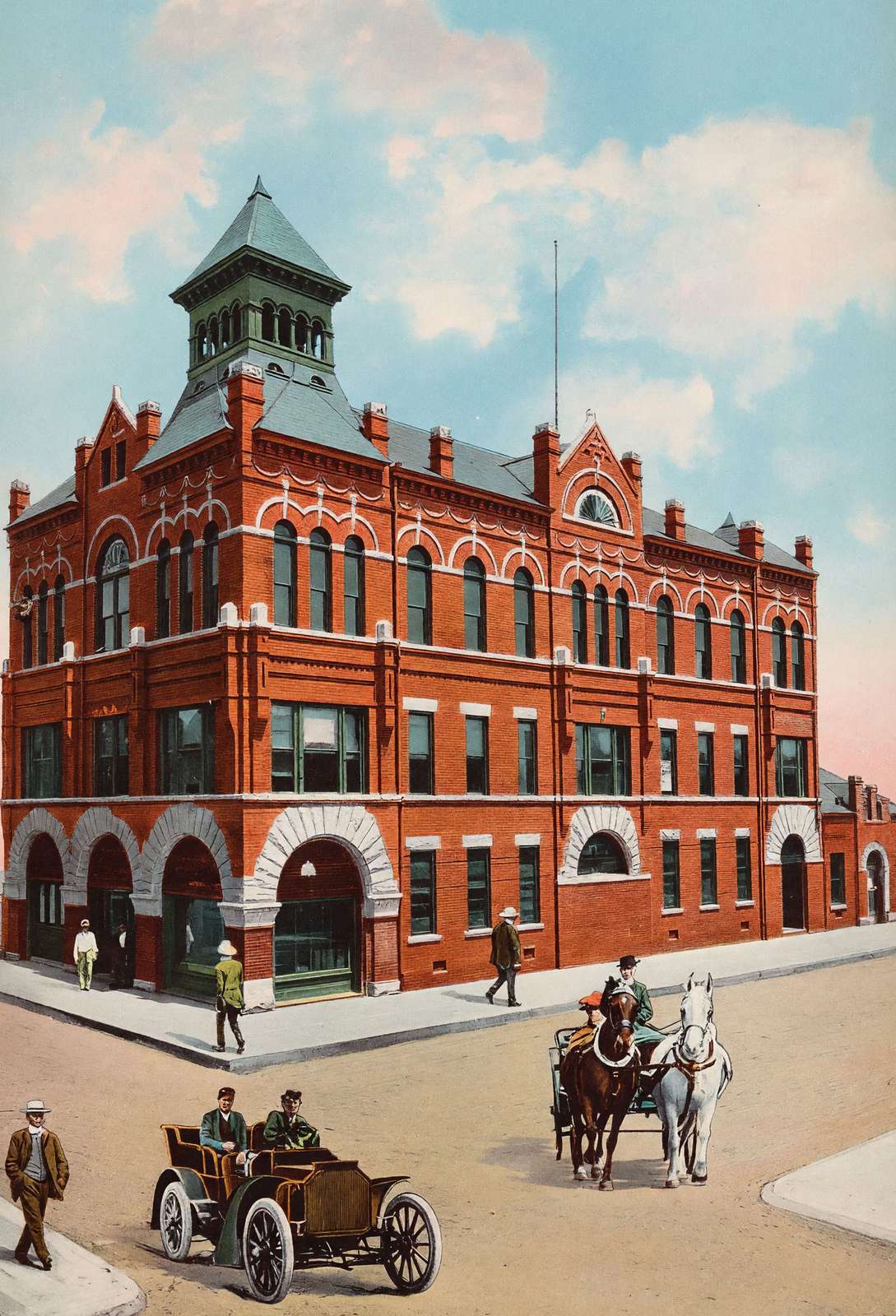 City Hall Palestine Texas in 1908 Vintage Print (7 Sizes) - Restored