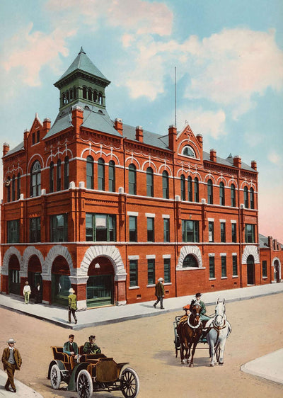 City Hall Palestine Texas in 1908 Vintage Print (7 Sizes) - Restored