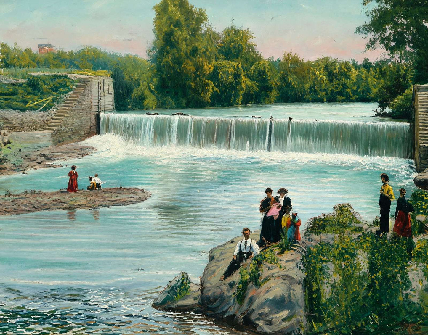 City Park Dam Fort Worth in 1906 Art Print (7 Sizes) - Archival Paper