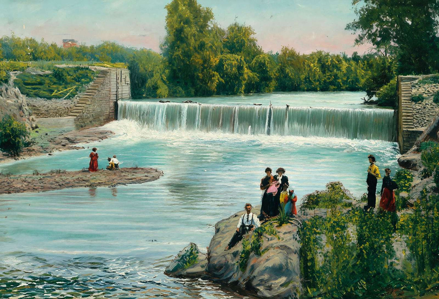 City Park Dam Fort Worth in 1906 Art Print (7 Sizes) - Archival Paper