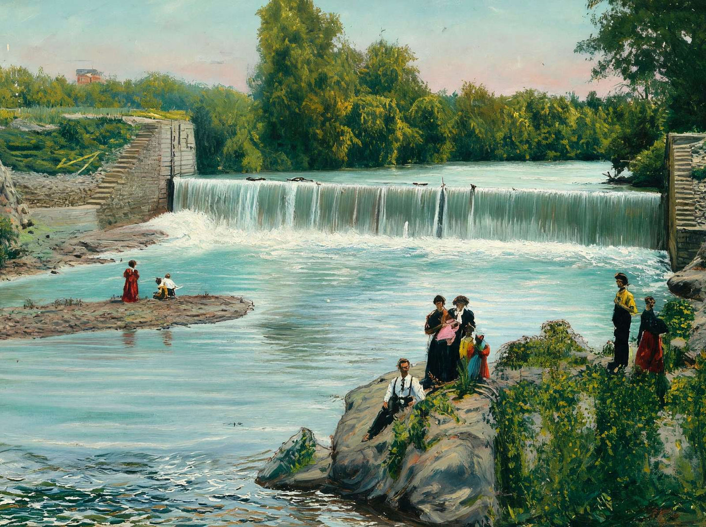 City Park Dam Fort Worth in 1906 Art Print (7 Sizes) - Archival Paper