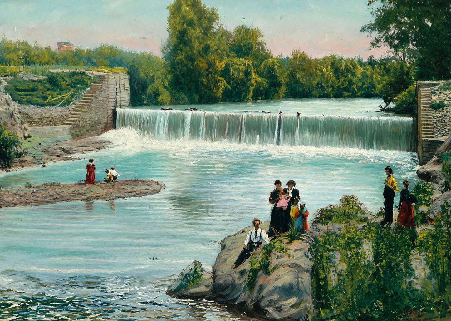 City Park Dam Fort Worth in 1906 Art Print (7 Sizes) - Archival Paper