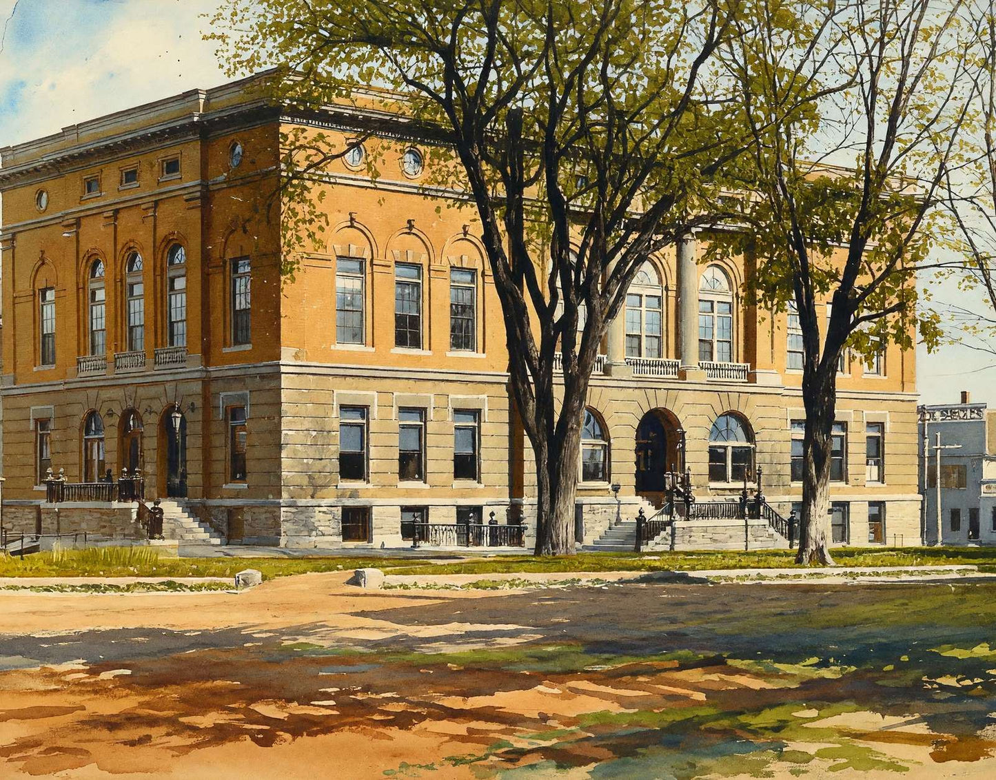 City Hall Waterville Maine in 1905 Art Print (7 Sizes) - Enhanced
