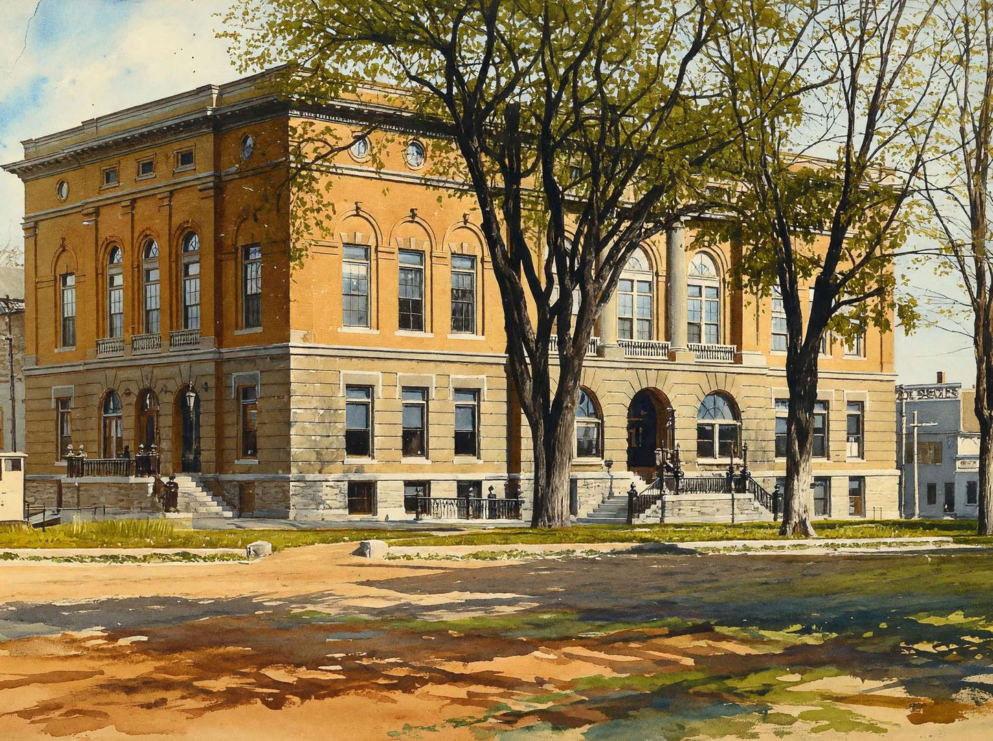 City Hall Waterville Maine in 1905 Art Print (7 Sizes) - Enhanced