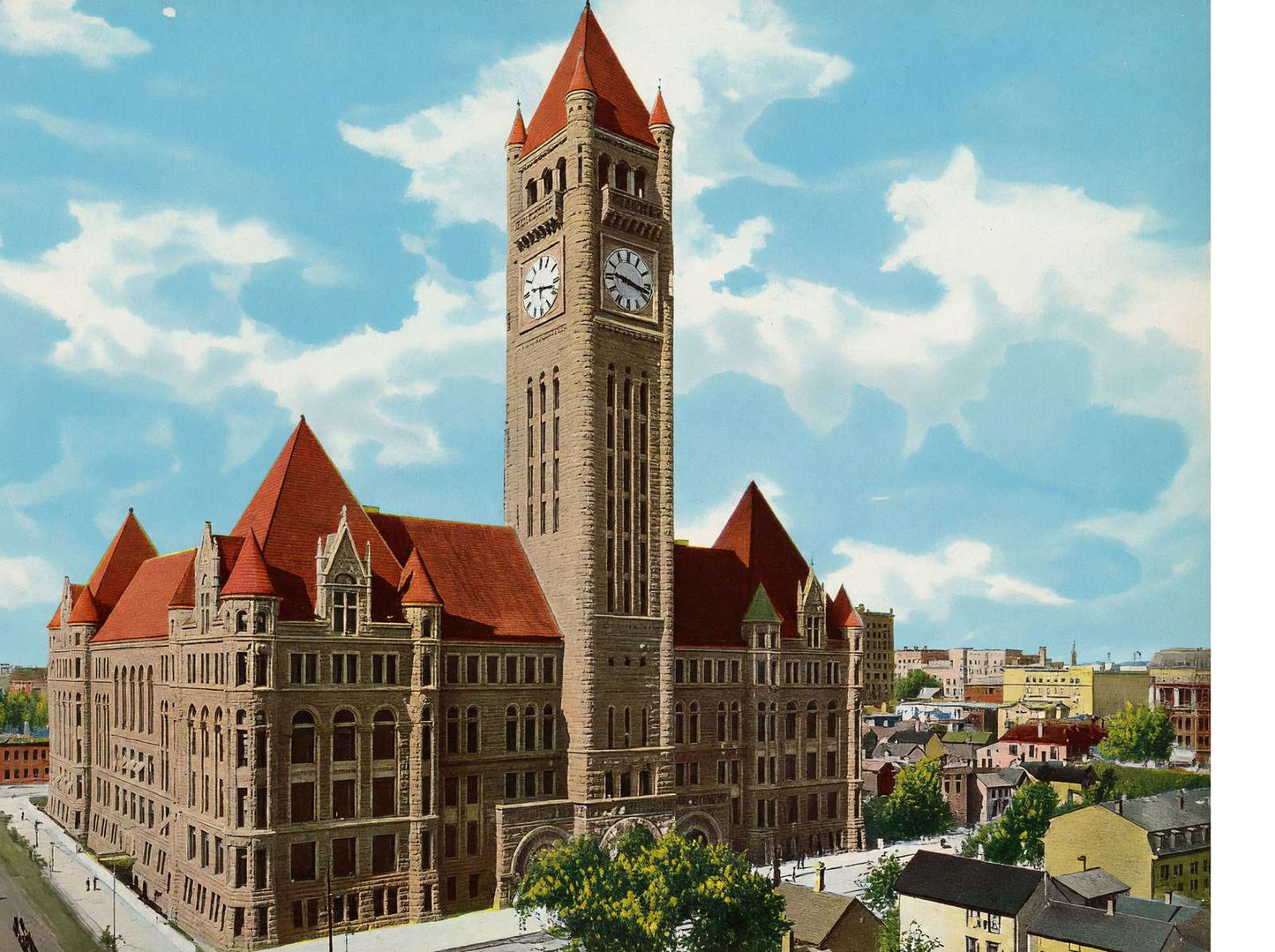 City Hall and Court House Minneapolis in 1906 Vintage Print (7 Sizes)