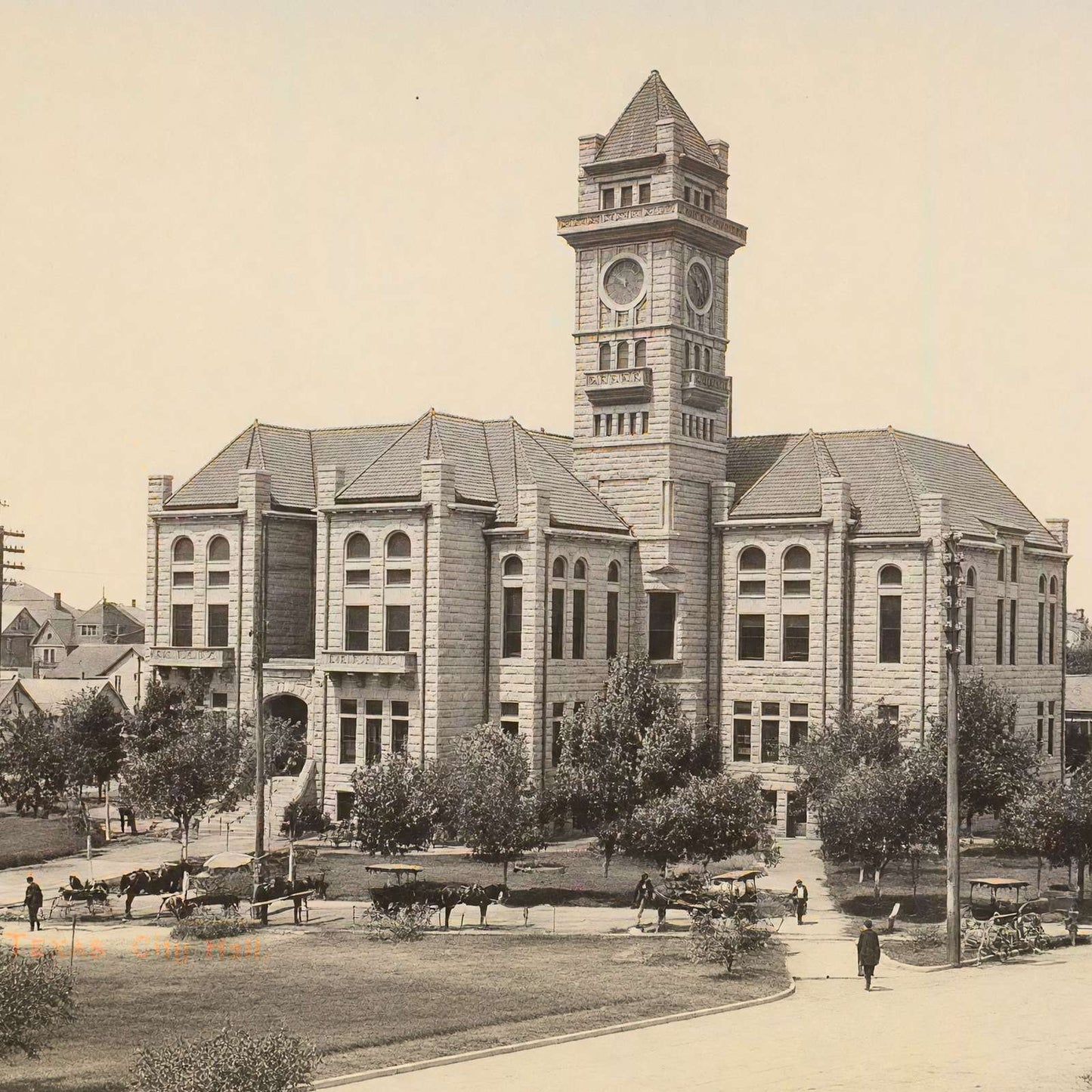 City Hall Fort Worth in 1907 Vintage Print (7 Sizes) - Enhanced