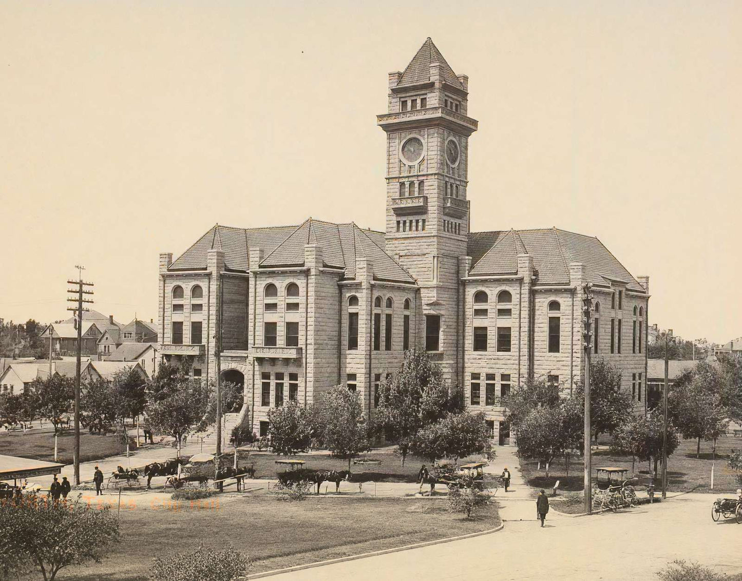 City Hall Fort Worth in 1907 Vintage Print (7 Sizes) - Enhanced