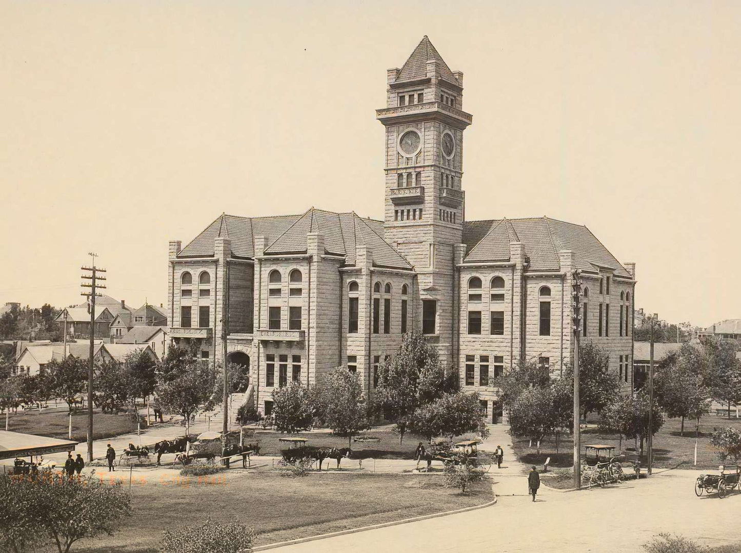 City Hall Fort Worth in 1907 Vintage Print (7 Sizes) - Enhanced
