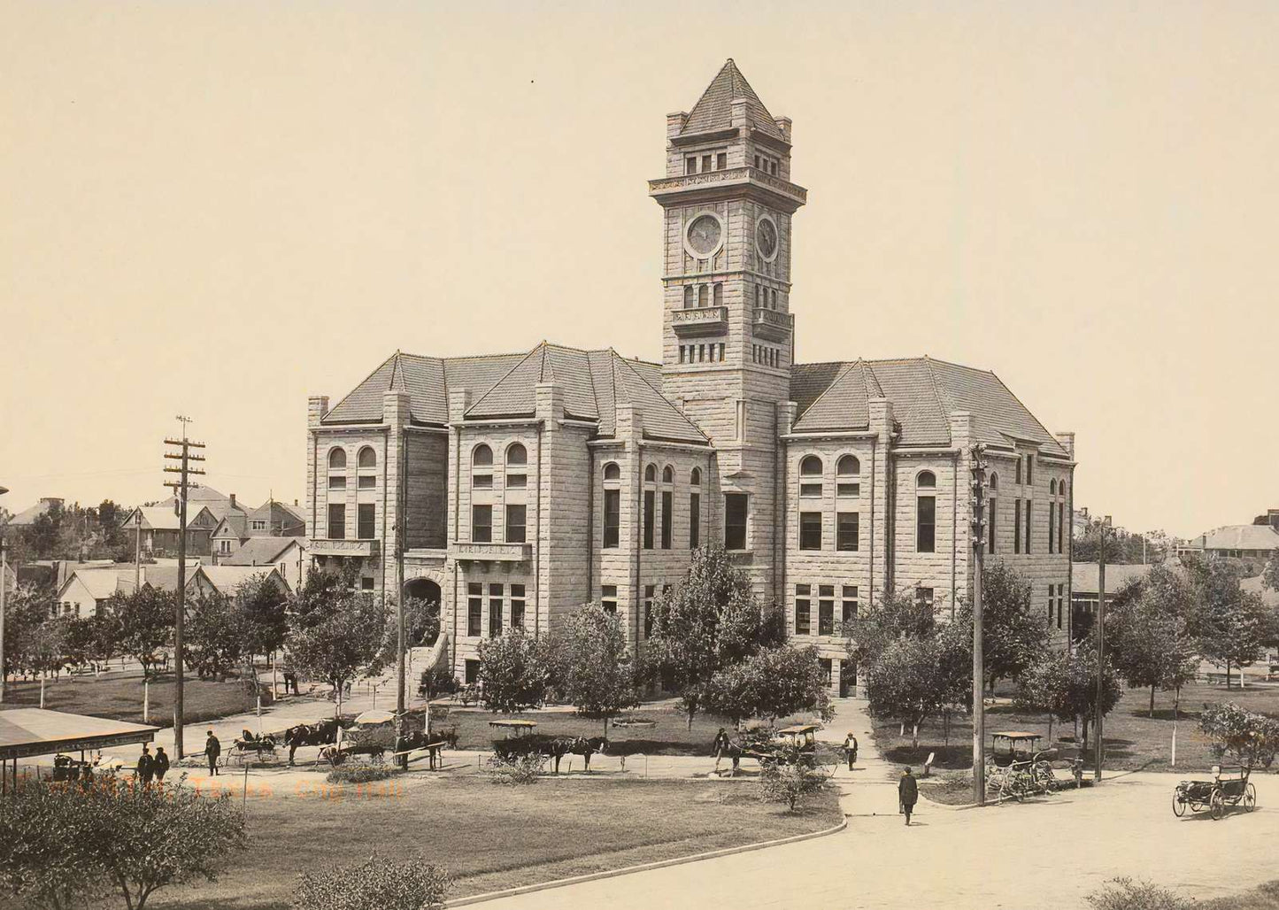 City Hall Fort Worth in 1907 Vintage Print (7 Sizes) - Enhanced