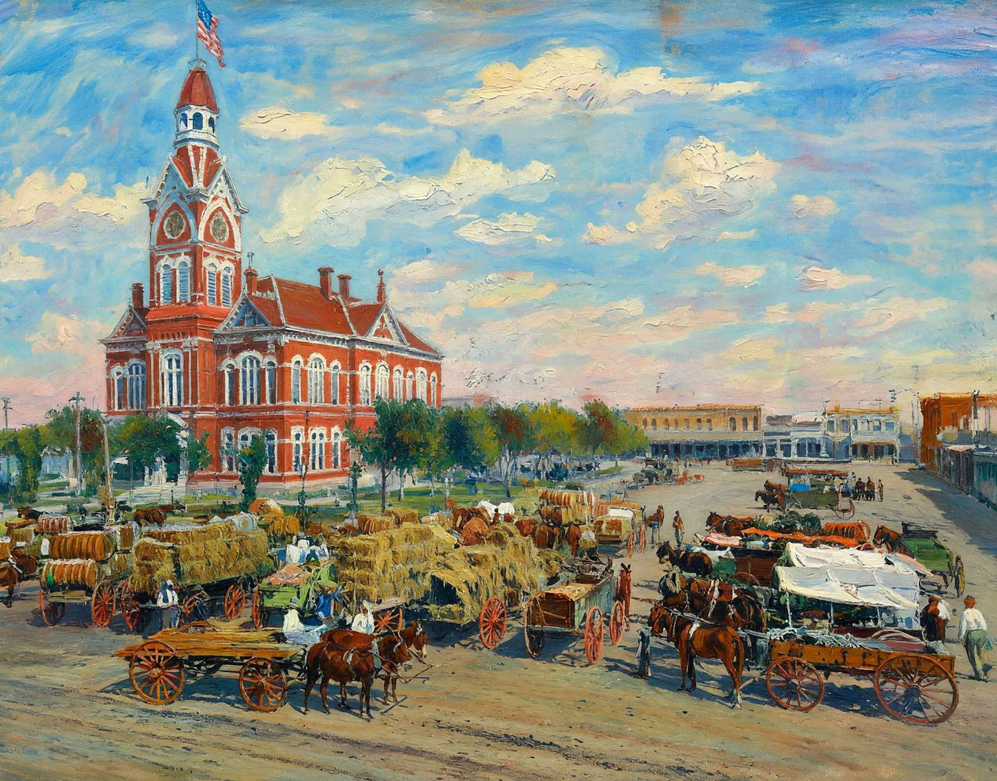 City Hall Square Waco in 1905 Art Print (7 Sizes) - Reproduction