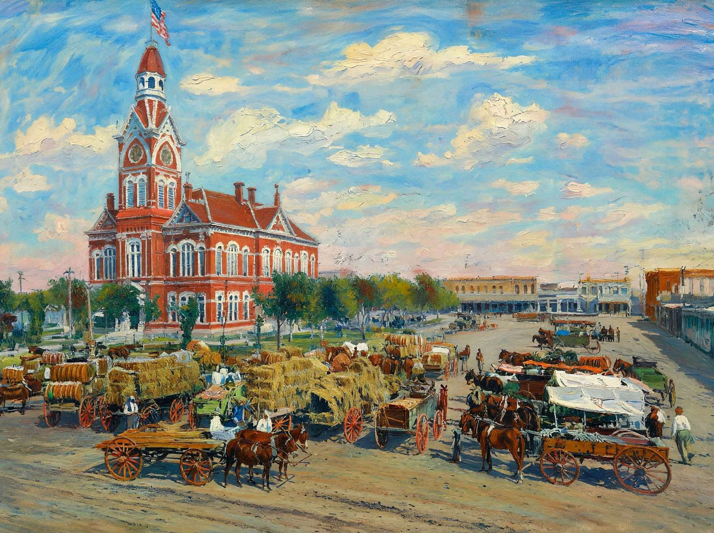 City Hall Square Waco in 1905 Art Print (7 Sizes) - Reproduction
