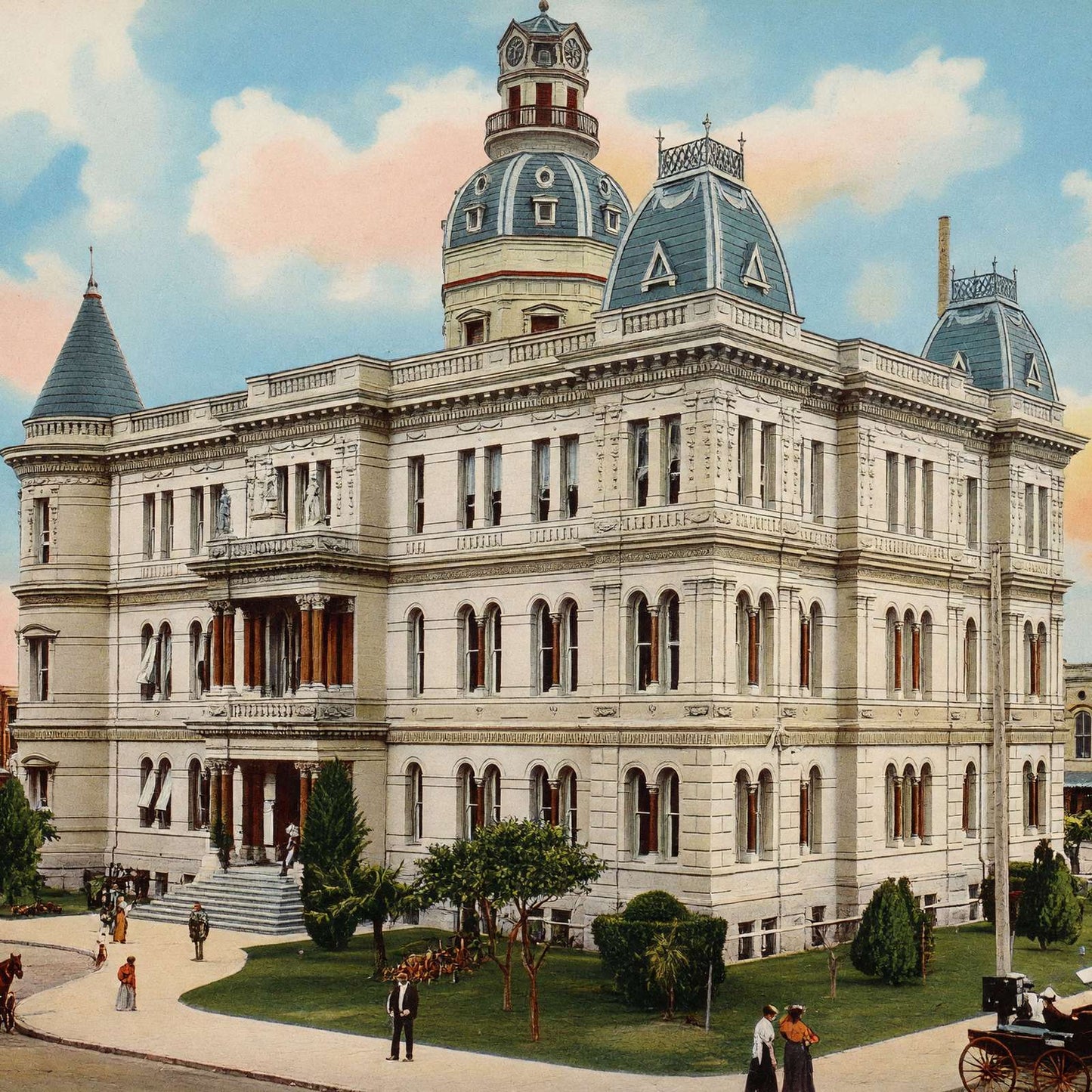 City Hall San Antonio in 1905 Vintage Print (7 Sizes) - Restored